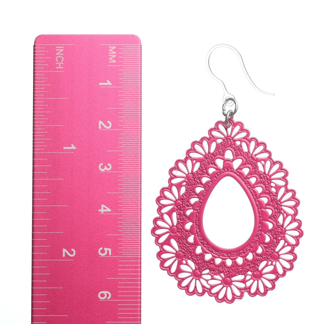 Lacey Floral Teardrop Dangles Hypoallergenic Earrings for Sensitive Ears Made with Plastic Posts