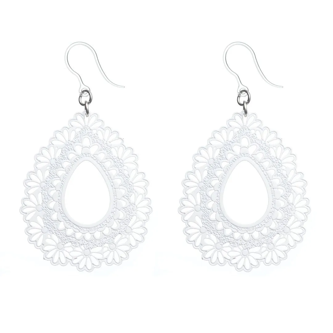 Lacey Floral Teardrop Dangles Hypoallergenic Earrings for Sensitive Ears Made with Plastic Posts