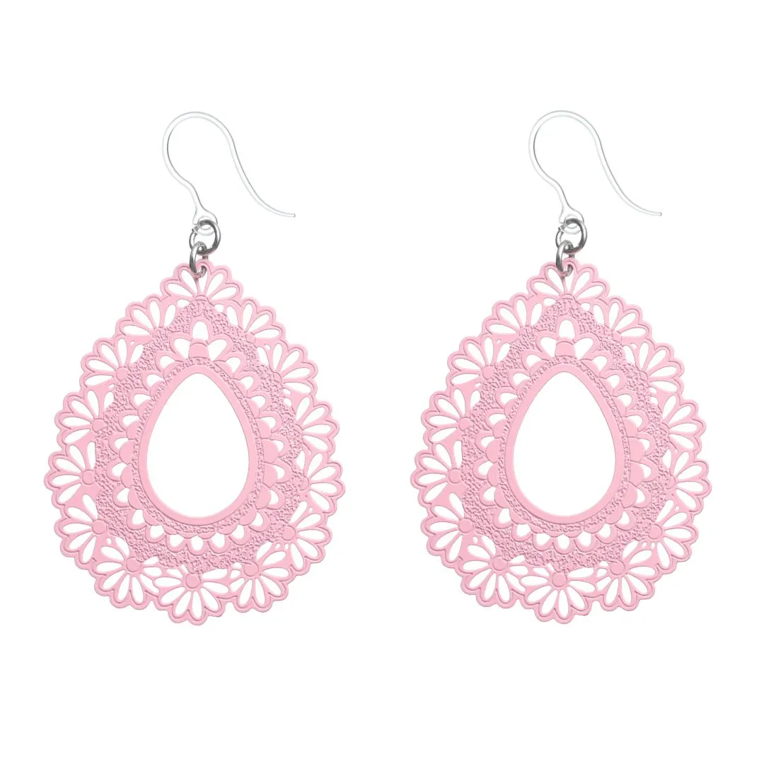 Lacey Floral Teardrop Dangles Hypoallergenic Earrings for Sensitive Ears Made with Plastic Posts
