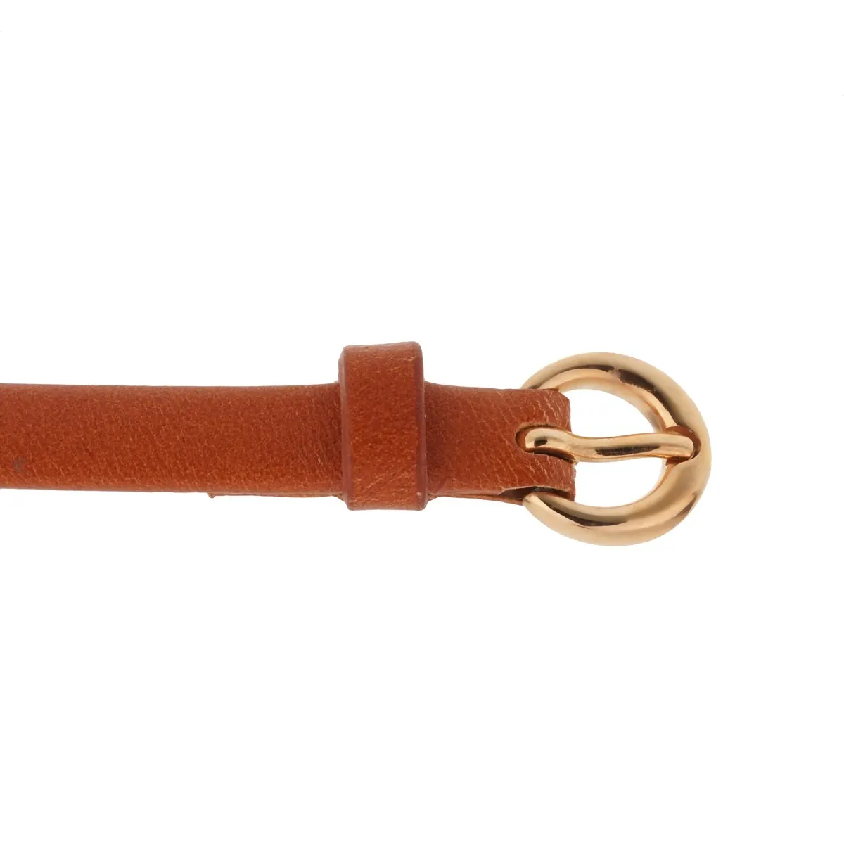 Ladies Rose Gold Brown Leather Horsebit Bracelet