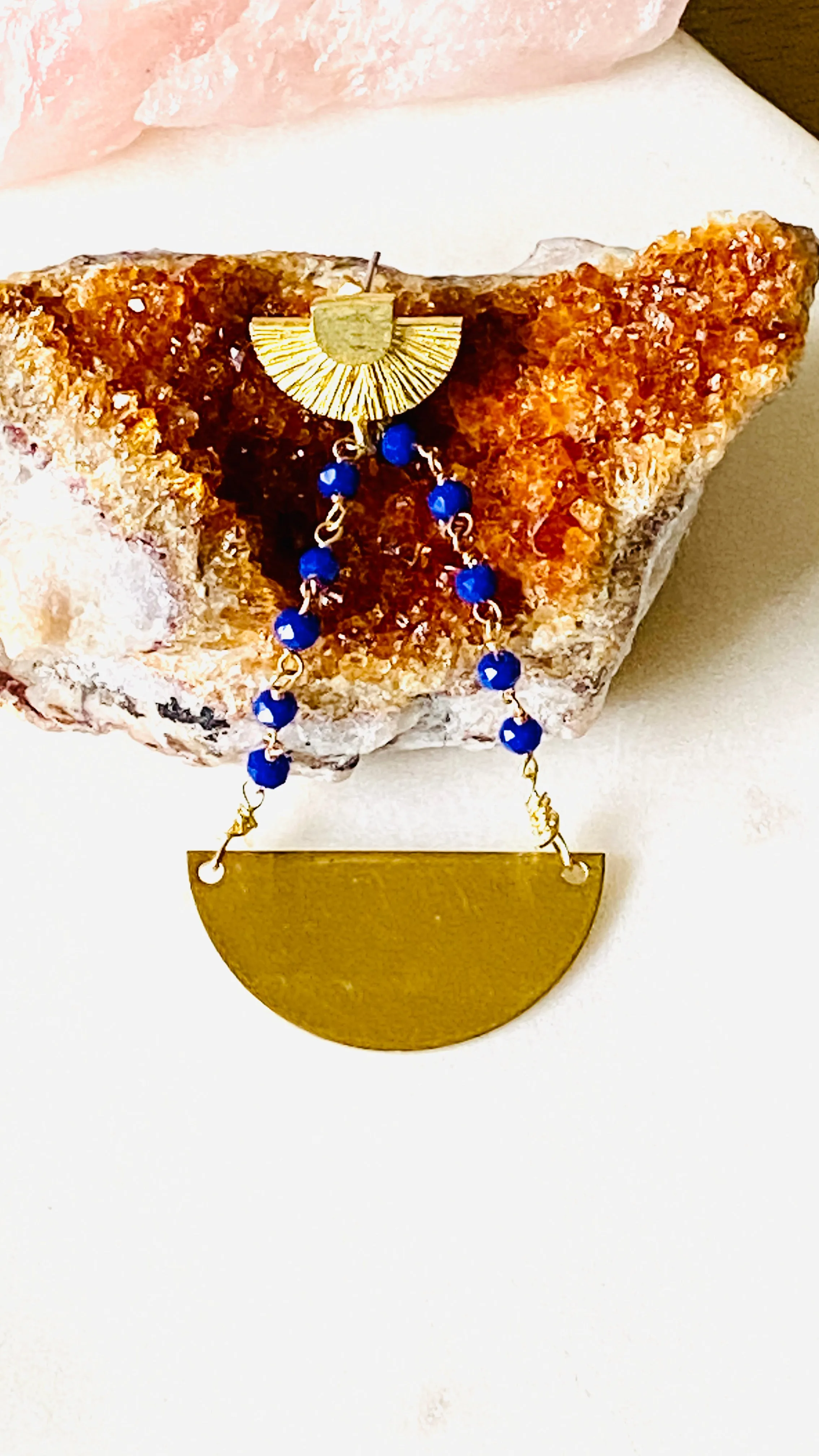 Lapis Lazuli Brass Earrings
