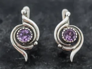 Large Amethyst Earrings - Purple Drop Earrings, Statement Amethyst Earrings
