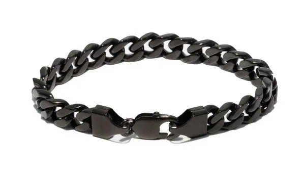 Large Black Stainless Steel Chain Link Bracelet