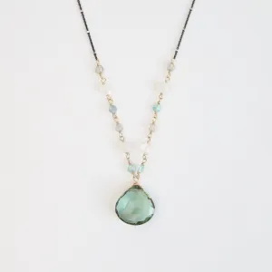 Large Green Amethyst Drop Necklace