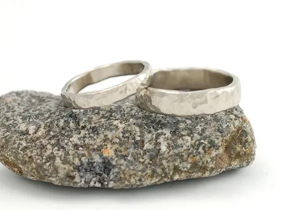 Layered - Multi-Hammered Ring in Palladium White Gold - Made to order