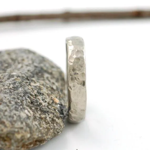 Layered - Multi-Hammered Ring in Palladium White Gold - Made to order