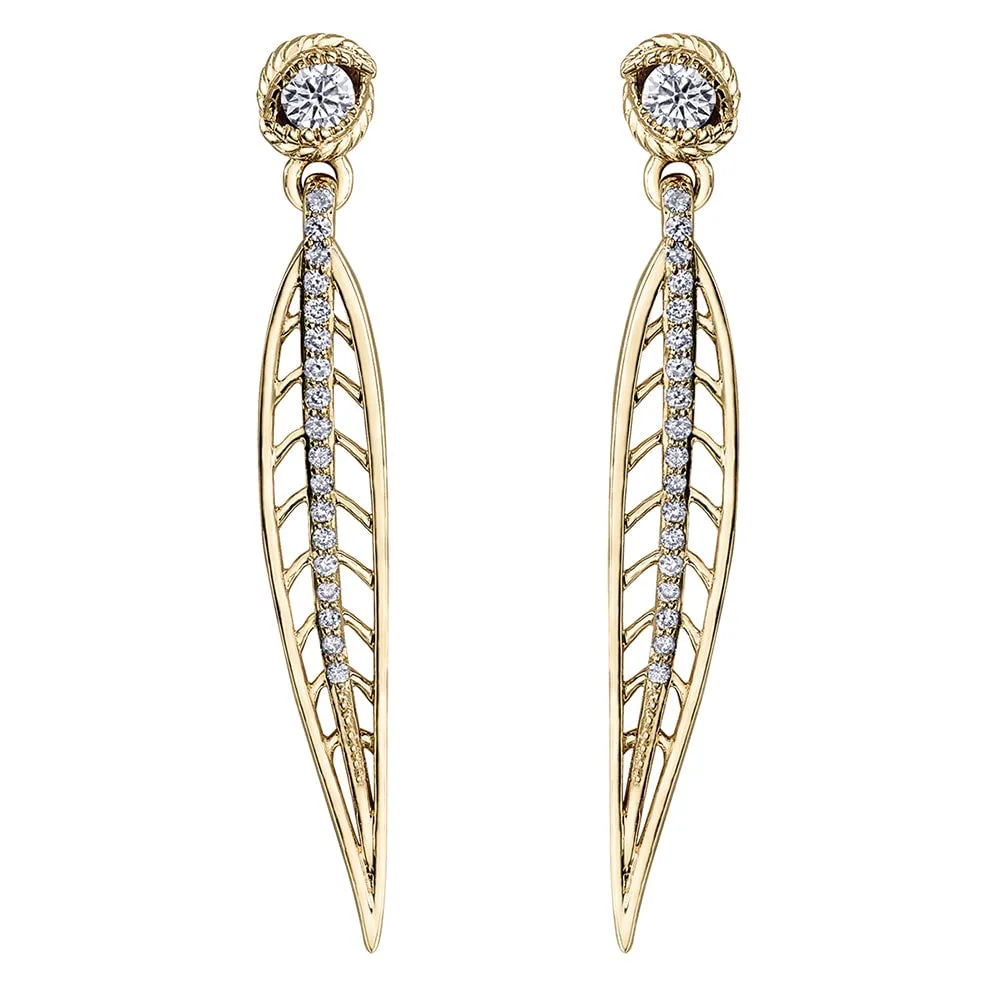Leaf Inspired Canadian Diamond Drop Earrings