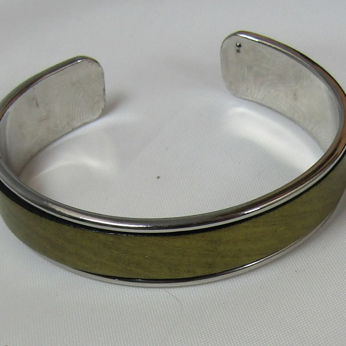 Leather Insert Cuff Bangle Bracelet