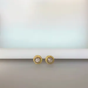 Light grey raw diamond yellow gold studs