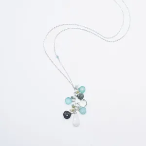 Long Sterling Silver & Moonstone Chalcedony Stone Drop