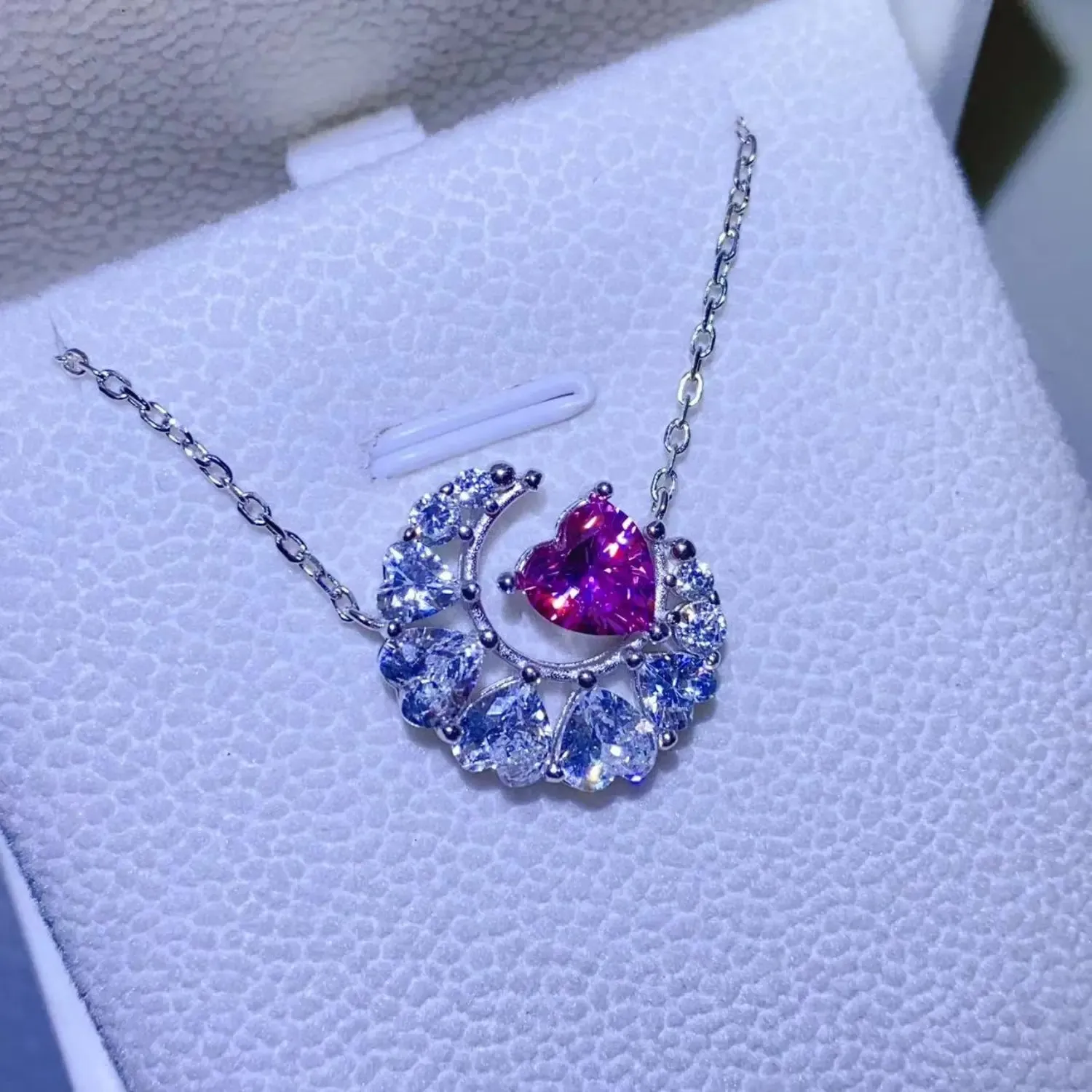 LOVCIA 1 Carat Moissanite 925 Sterling Silver Heart Necklace