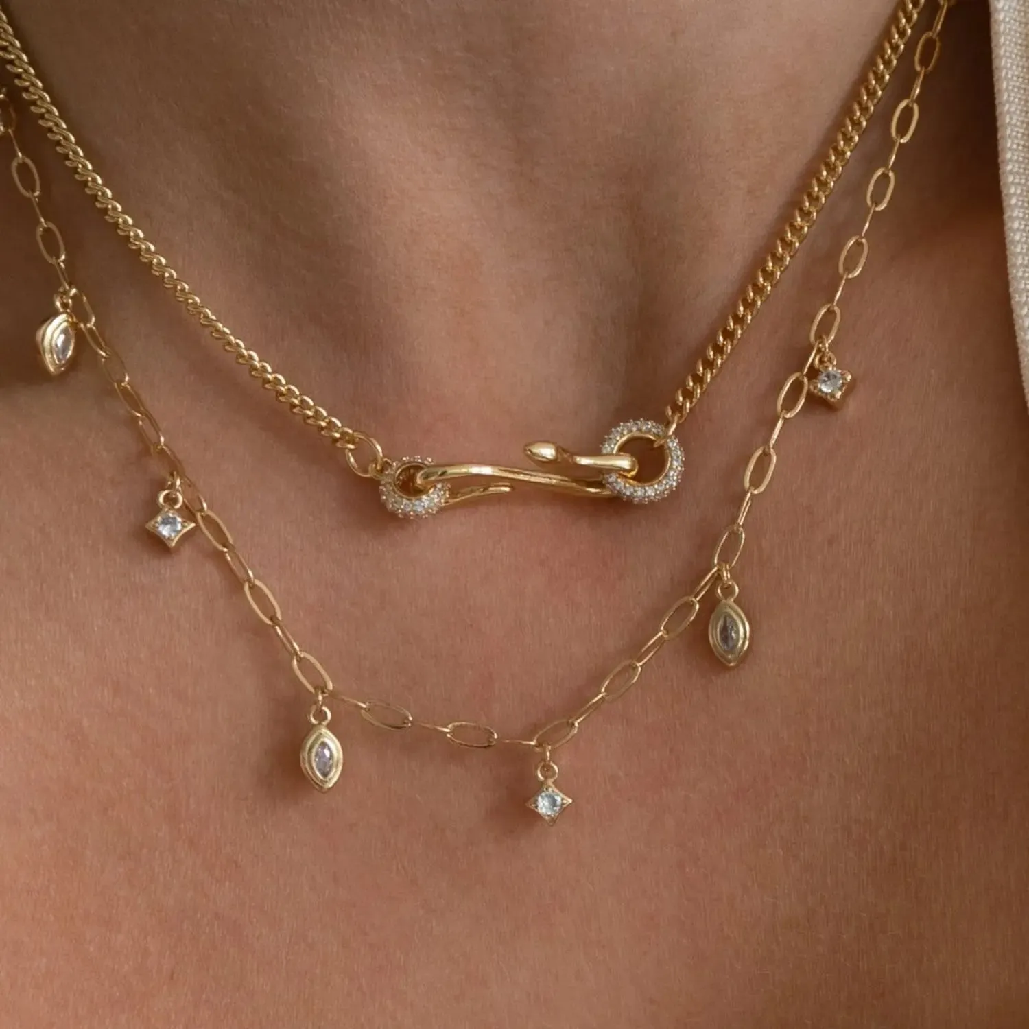 LOVCIA 18K Gold-Plated Copper Inlaid Zircon Necklace