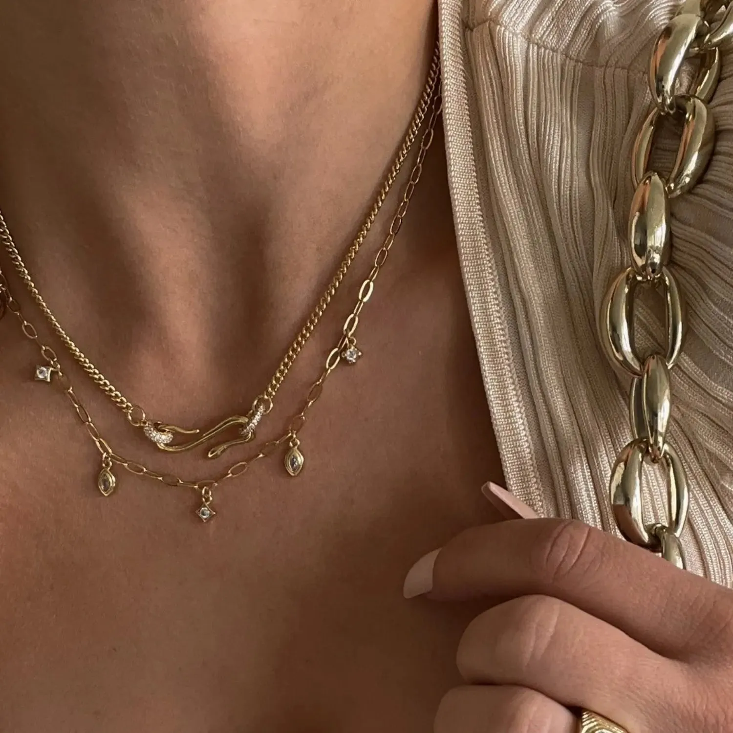 LOVCIA 18K Gold-Plated Copper Inlaid Zircon Necklace