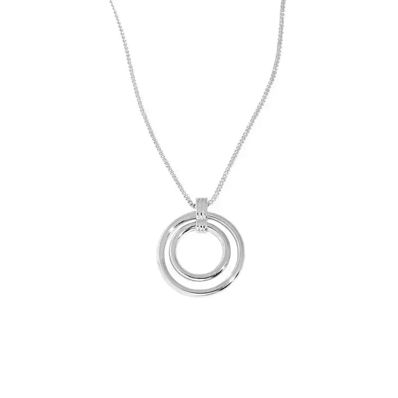 LOVCIA Simple Daughter Circle Rings 925 Sterling Silver Necklace