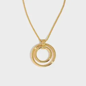 LOVCIA Simple Daughter Circle Rings 925 Sterling Silver Necklace