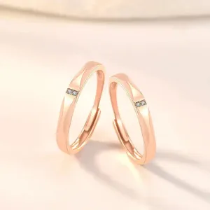 LOVCIA Simple Double CZ 925 Sterling Silver Adjustable Promise Ring