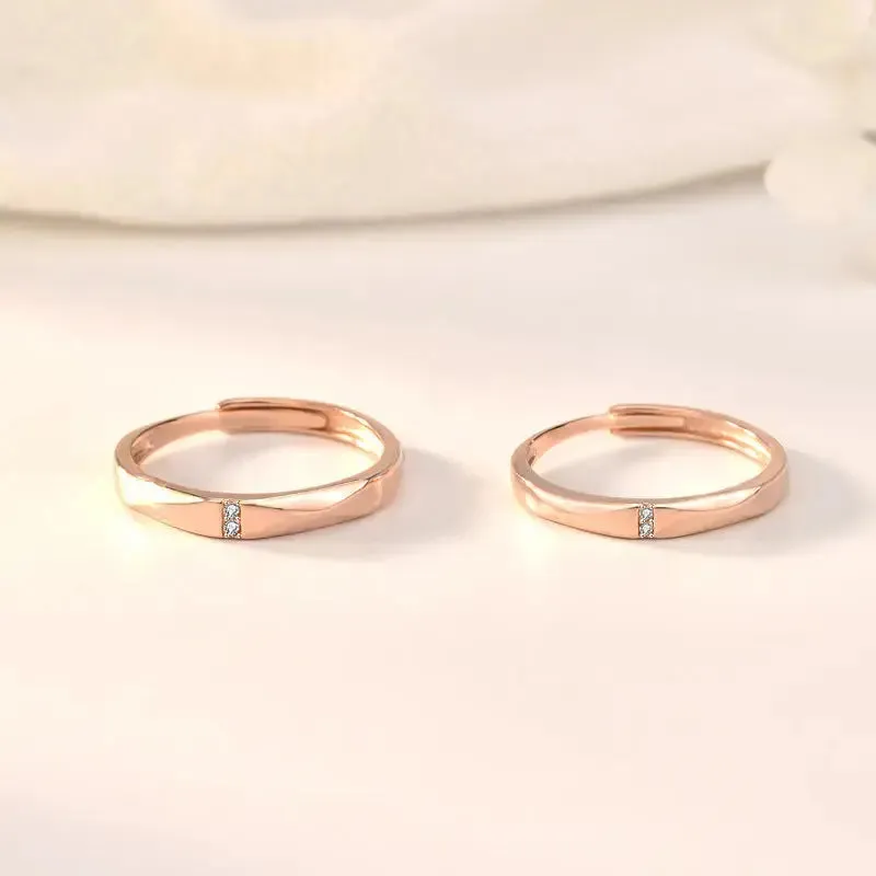LOVCIA Simple Double CZ 925 Sterling Silver Adjustable Promise Ring