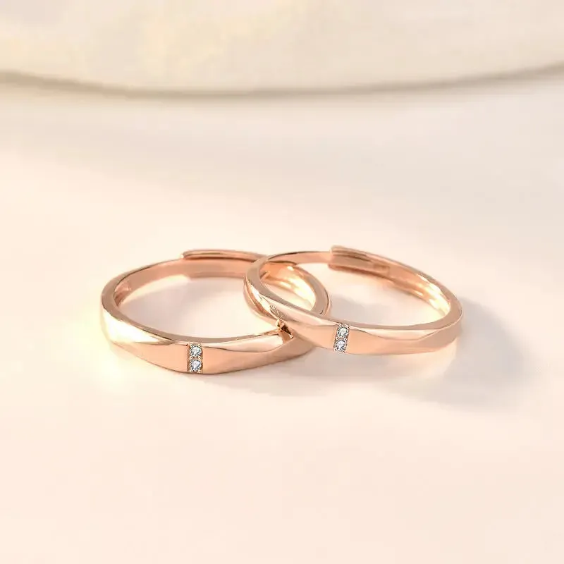 LOVCIA Simple Double CZ 925 Sterling Silver Adjustable Promise Ring