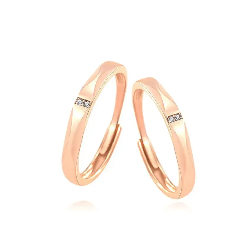 LOVCIA Simple Double CZ 925 Sterling Silver Adjustable Promise Ring