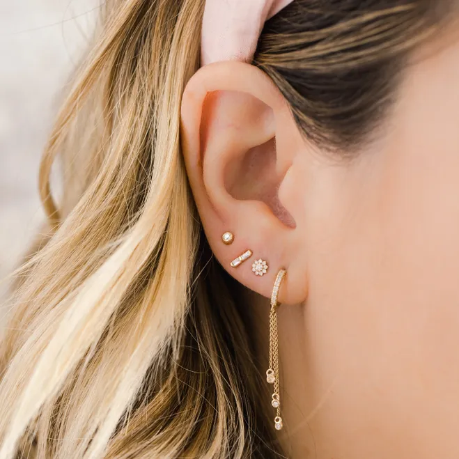 Lulu Jack Single Bezel Stud in Rose Gold