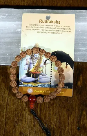 Mala Bracelet - Rudraksha & Carnelian