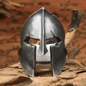 Men Simple Stainless Steel Warrior Helmet Ring