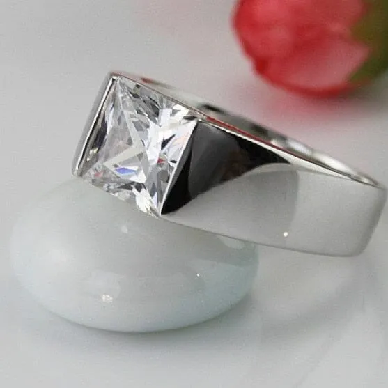 Men's Solitaire Cut 925 Sterling Silver Ring