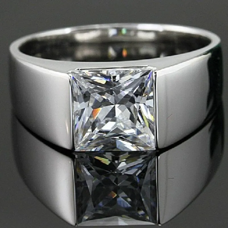 Men's Solitaire Cut 925 Sterling Silver Ring
