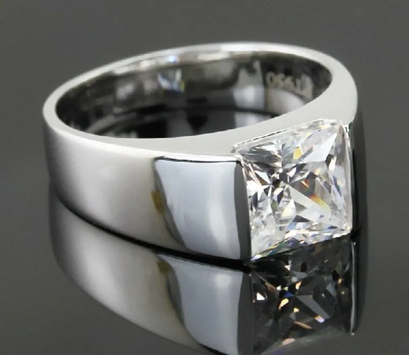 Men's Solitaire Cut 925 Sterling Silver Ring