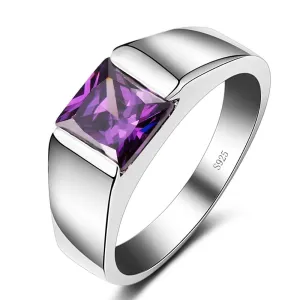 Men's Solitaire Cut 925 Sterling Silver Ring