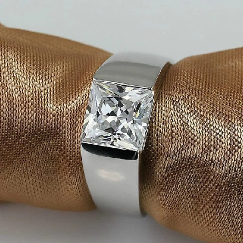 Men's Solitaire Cut 925 Sterling Silver Ring