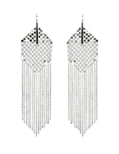 Metal Tassel Fringe Long Wedding Bridal Dangle Drop Earrings