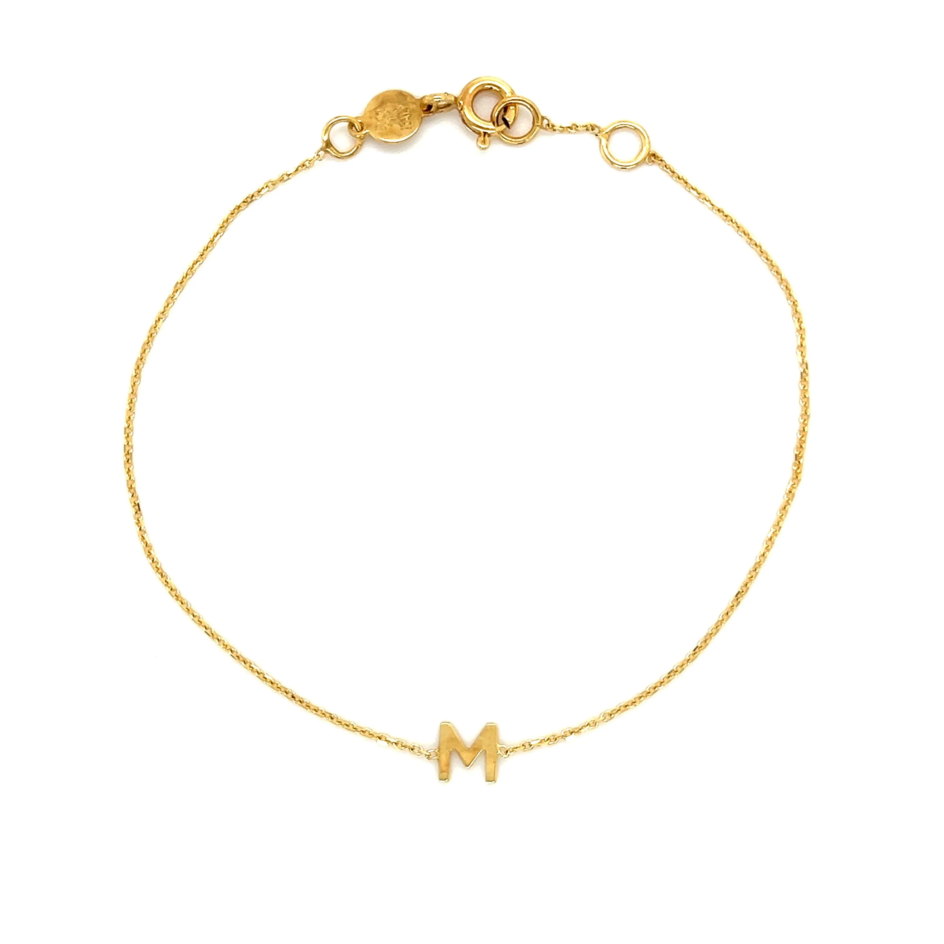 Mini Initial Solid Gold Bracelet