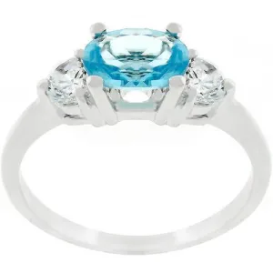 Miranna 1.2ct Blue Topaz CZ Rhodium Classic Oval Ring