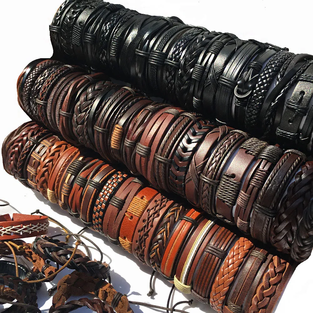 Mix Styles Braided Bracelets Leather Bracelets For Men