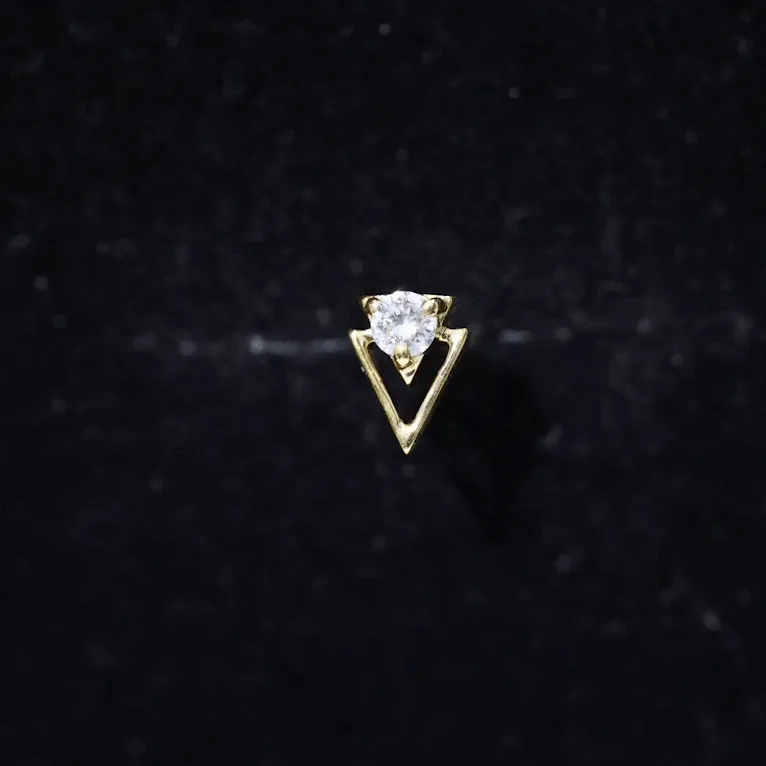 Moissanite Triangle Geometric Tragus Earring in Gold