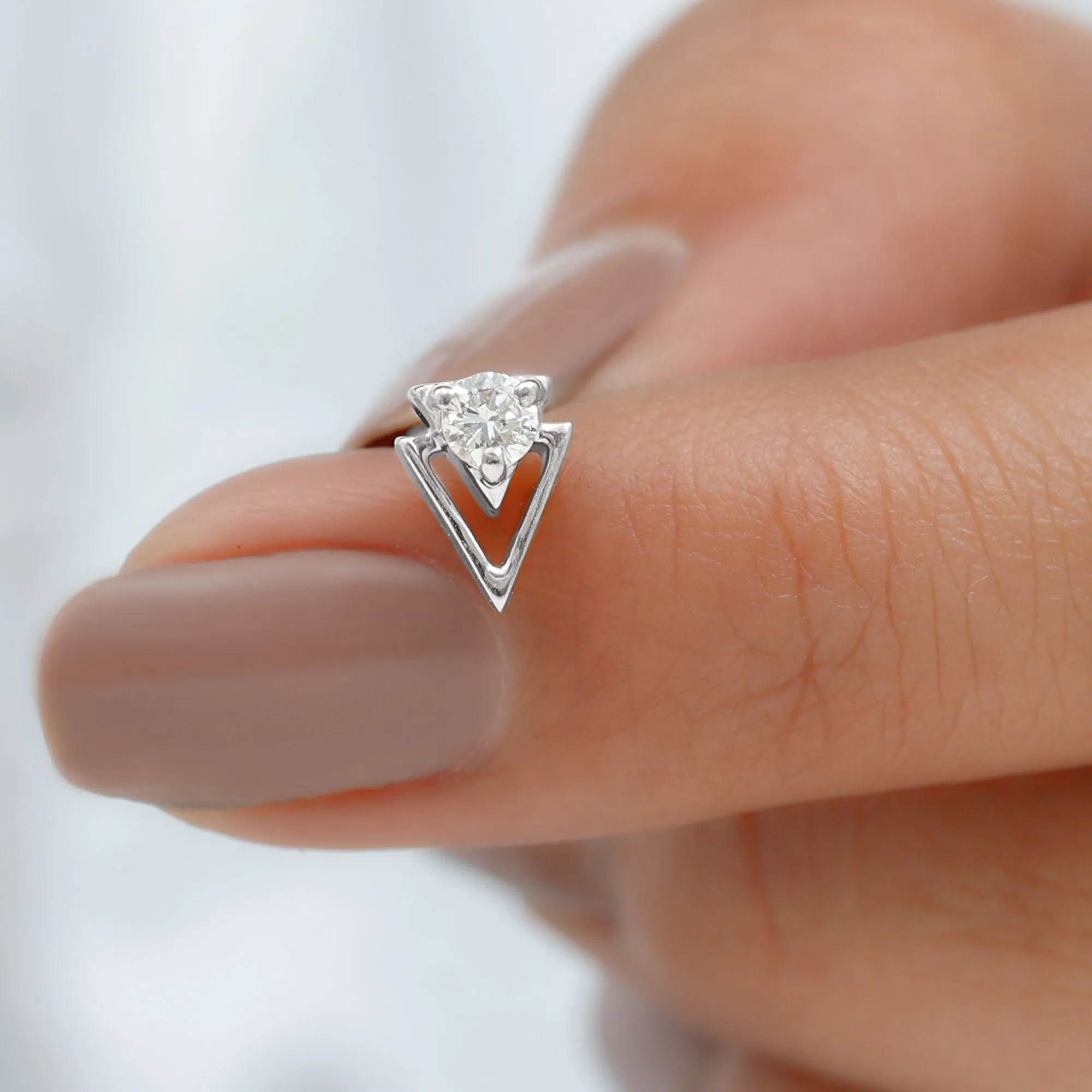 Moissanite Triangle Geometric Tragus Earring in Gold