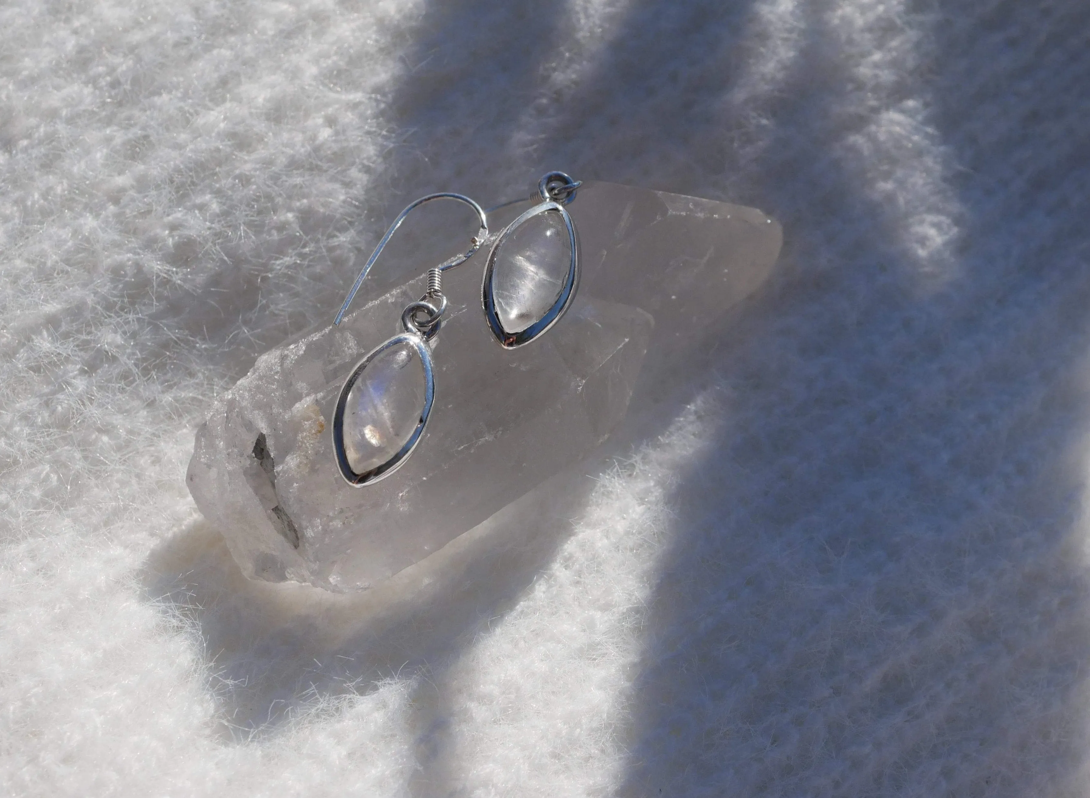Moonstone Akoni Earrings - Small Marquise