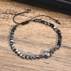 Mprainbow Hematite Rose Charm Bracelets for Men Boys