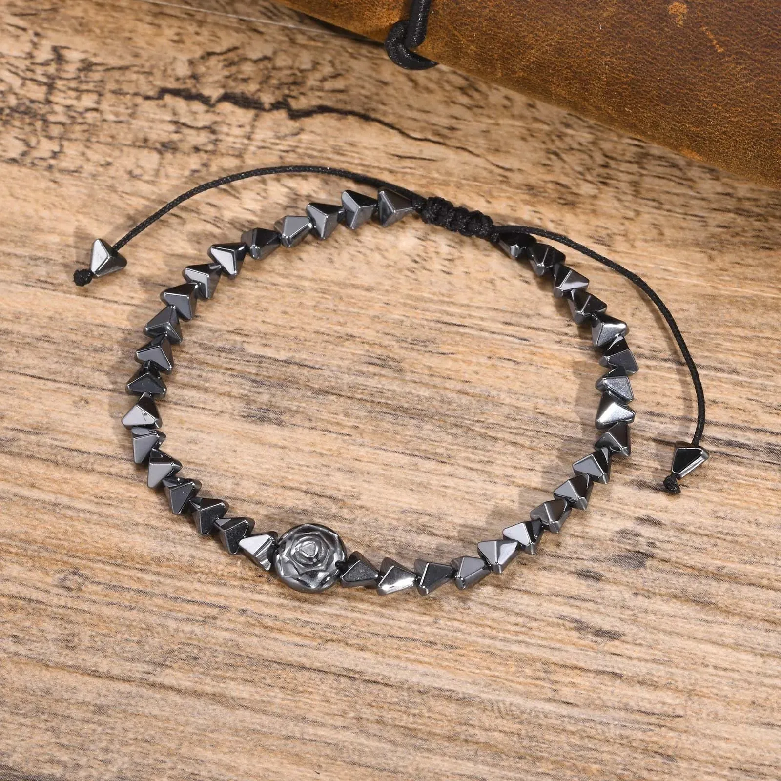 Mprainbow Hematite Rose Charm Bracelets for Men Boys