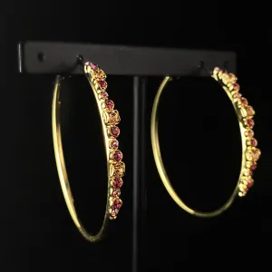 Multicolor Rose Pink Crystal Gold Hoop Earrings, Hoopla - Sorrelli