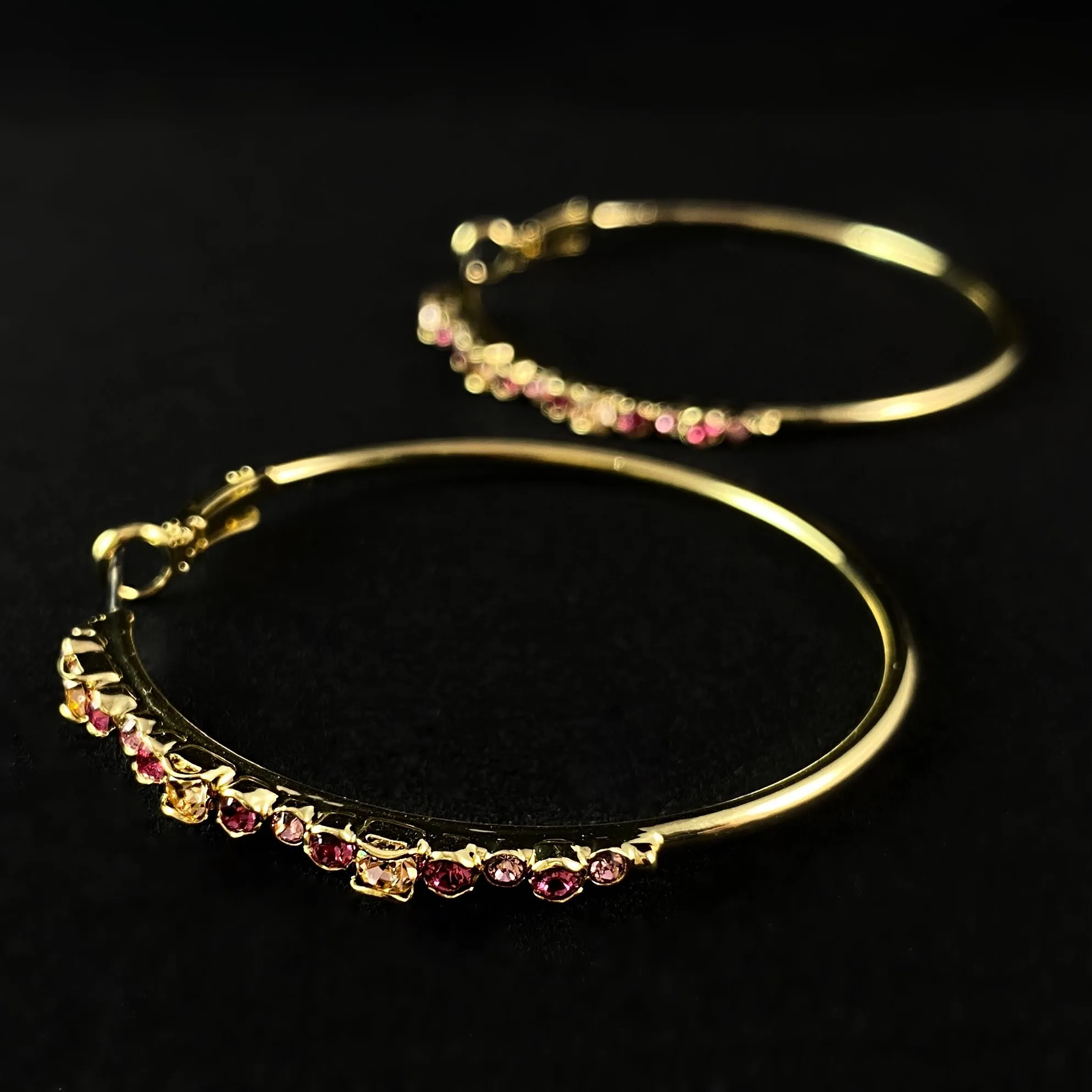 Multicolor Rose Pink Crystal Gold Hoop Earrings, Hoopla - Sorrelli