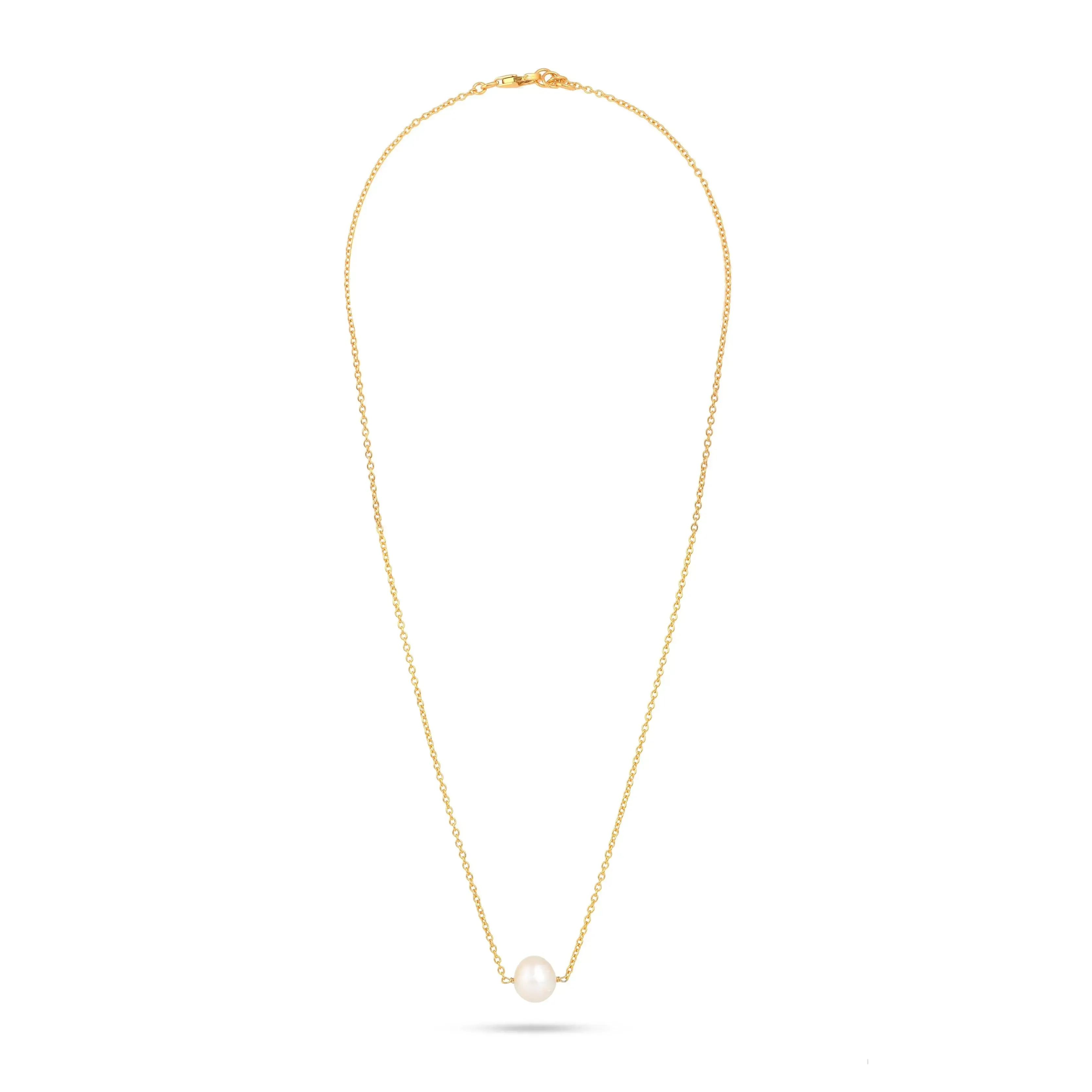Natural Single Pearl Necklace| 925 Silver| 18kt Gold Plated -From Purl