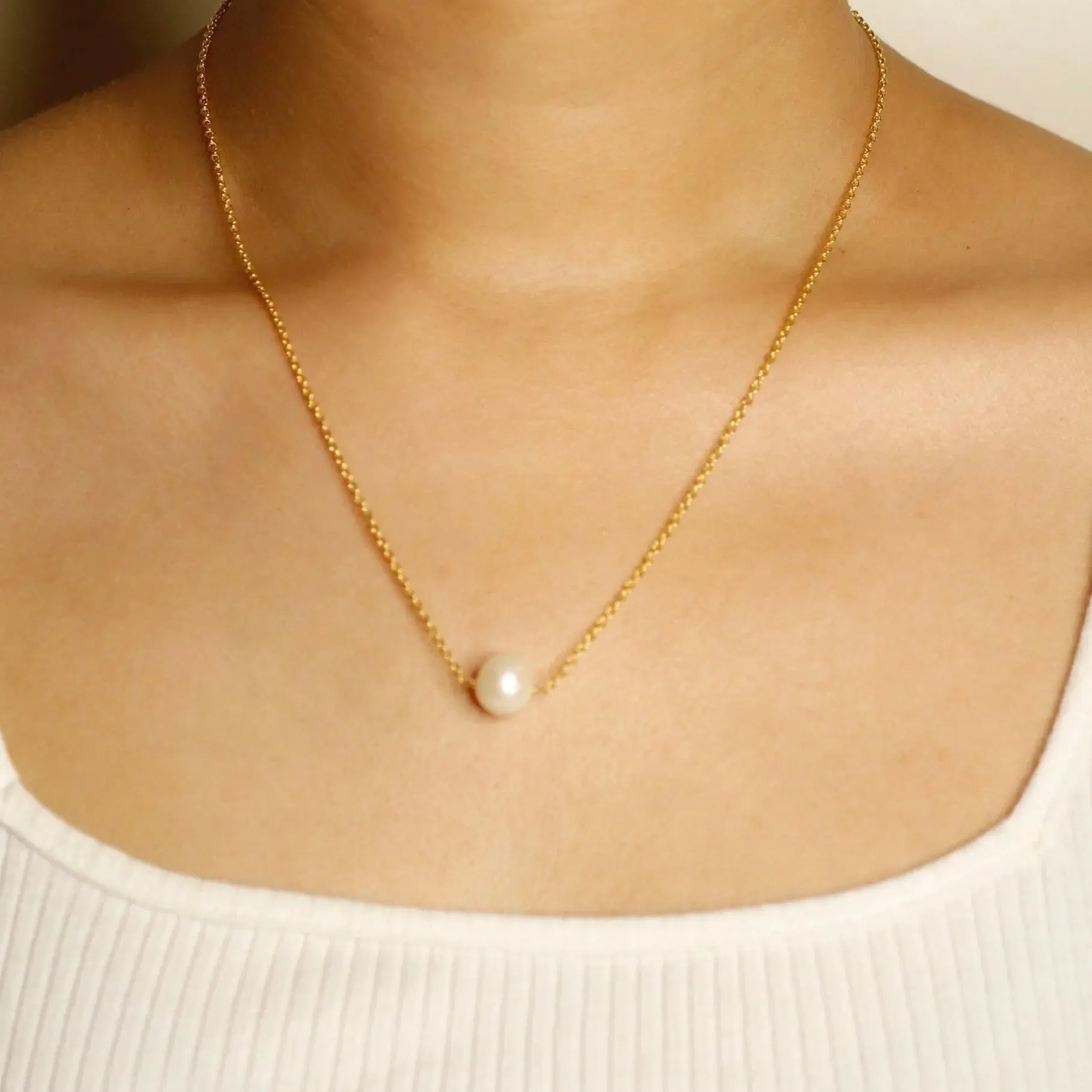 Natural Single Pearl Necklace| 925 Silver| 18kt Gold Plated -From Purl