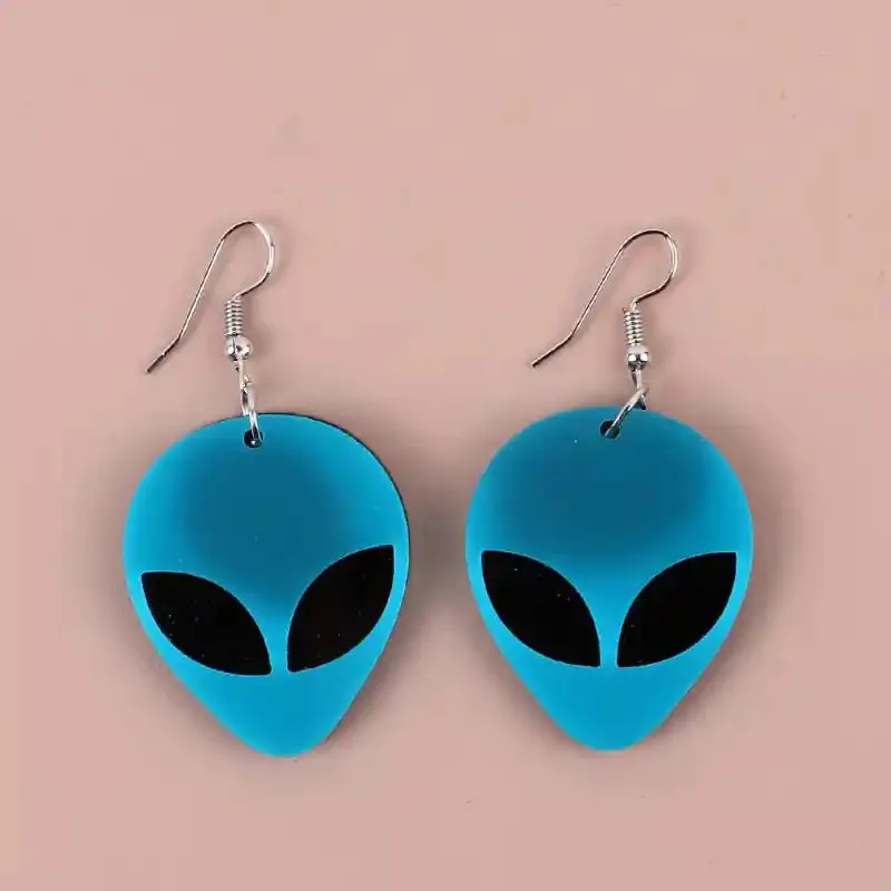 Neon Spaceship Alien Acrylic Drop Dangle Earrings