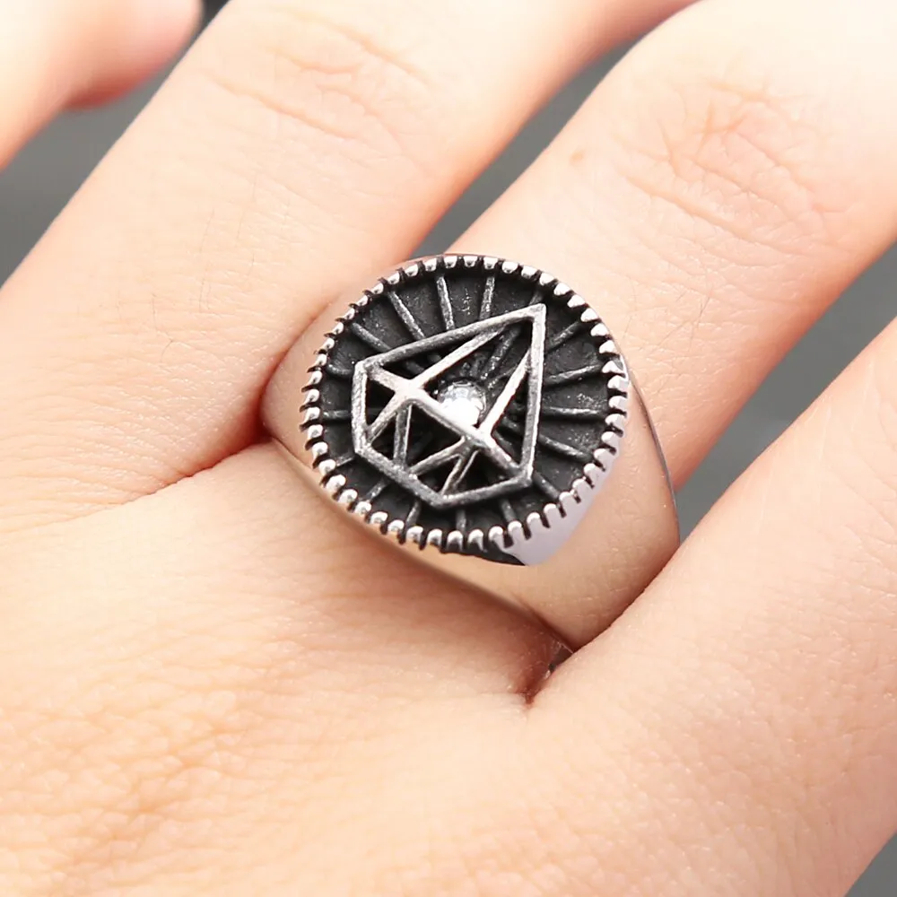 New Design Fashion Stainless Steel Geometric Shaped Ring For Men Women
