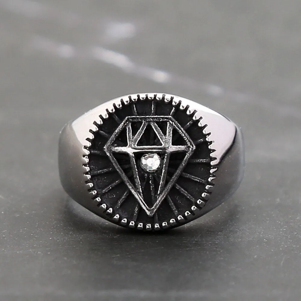 New Design Fashion Stainless Steel Geometric Shaped Ring For Men Women