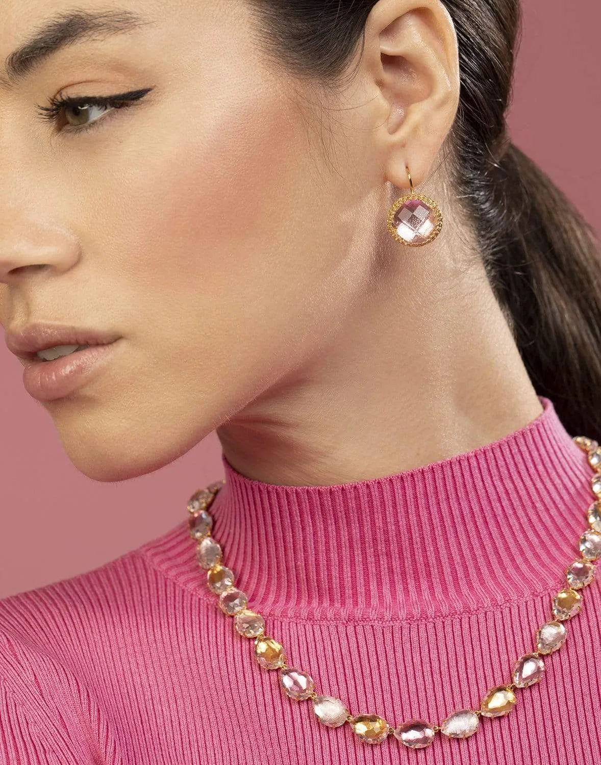 Olivia Button Earrings - Blush