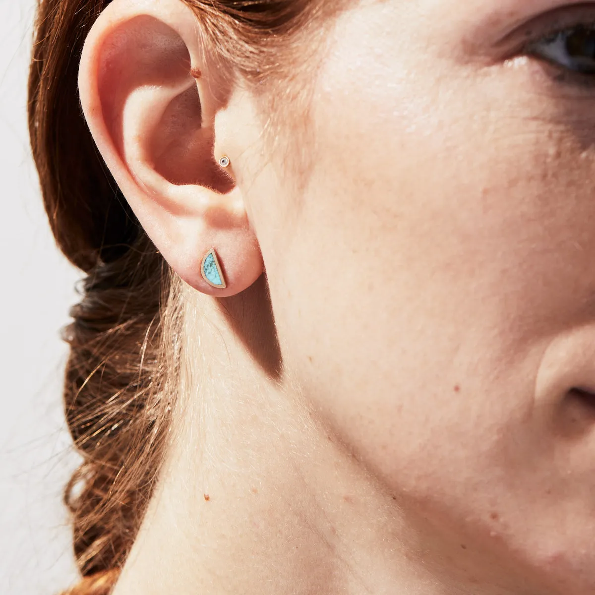 One Half Studs - Turquoise, Sterling Silver