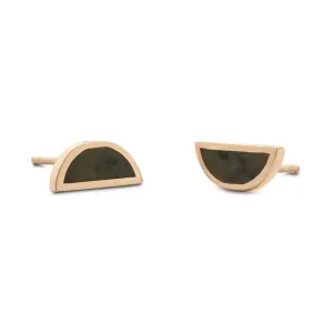One Half Studs - Washington Green Jade, 14K Yellow Gold